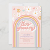 Retro Two Groovy Regenboog 2e Verjaardag Kaart (Voorkant)