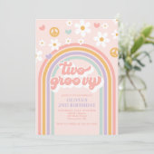 Retro Two Groovy Regenboog 2e Verjaardag Kaart (Staand voorkant)