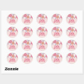 Retro Two Groovy Roze Bloemen Ronde Sticker (Vel)