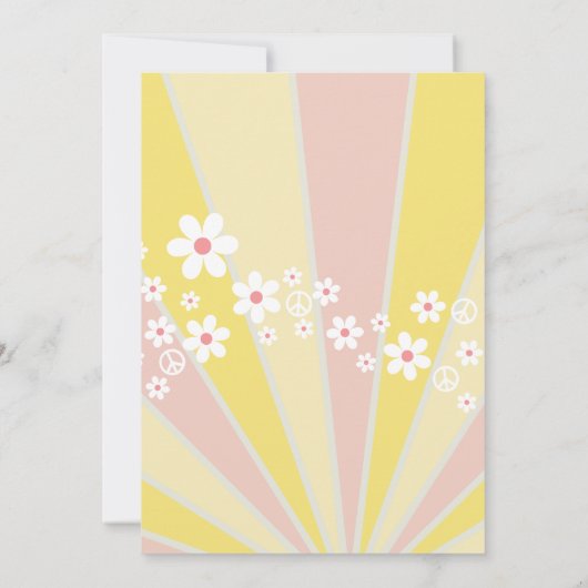Retro Two Groovy Sunshine daisy boho floral Invita Kaart (Achterkant)