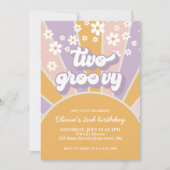 Retro Two Groovy Sunshine daisy paars Kaart (Voorkant)