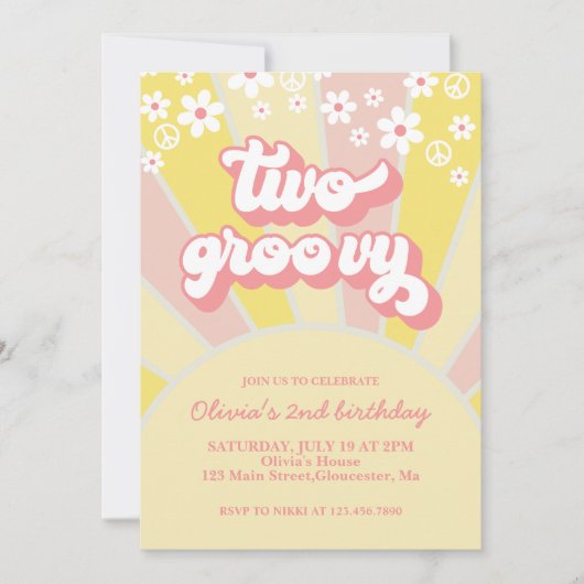 Retro Two Groovy Sunshine madeliefje boho bloemige Kaart (Voorkant)