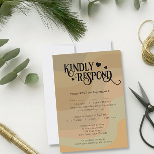 Retro Type Aardtoon Strepen Moderne Bruiloft RSVP Kaartje