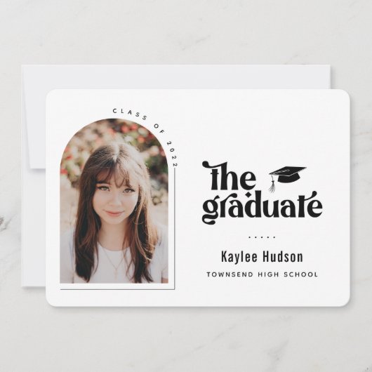 Retro Type Afstuderen Foto Aankondiging (Voorkant)