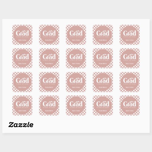 Retro Type Afstuderen Square Sticker (Vel)