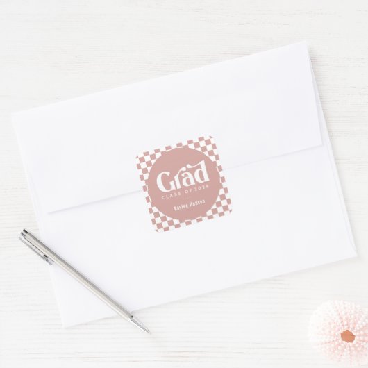 Retro Type Afstuderen Square Sticker (Envelop)