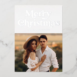 Retro Type foto Silver Folie Feestdagenkaart