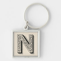 Retro  Type N Monogram Sleutelhanger