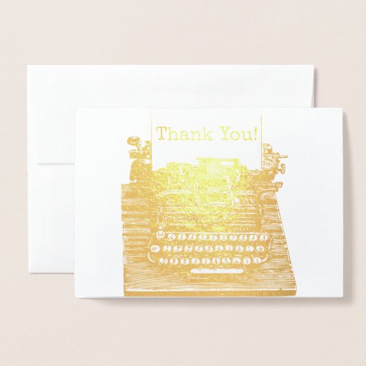  Retro typemachine Bedankt Opmerking Folie Kaarten (Voorkant met envelop)