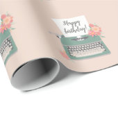 Retro  typemachine & bloemen & aangepast papier (Rol Hoek)