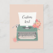Retro  typemachine & bloemen & aangepast papier briefkaart (Voorkant)