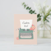 Retro  typemachine & bloemen & aangepast papier briefkaart (Staand voorkant)