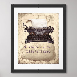Retro  typemachine die je eigen leven schrijft poster