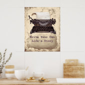 Retro  typemachine die je eigen leven schrijft poster (Keuken)