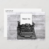 Retro  typemachine grijs hout zwart wit briefkaart (Voorkant / Achterkant)