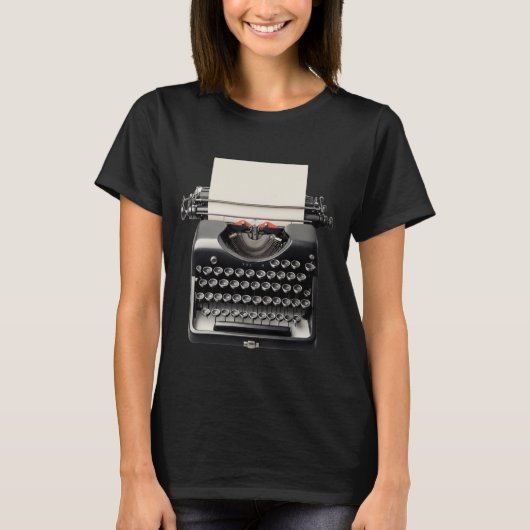 Retro typemachine illustratie met  toetsen t-shirt (Voorkant)