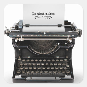 retro typemachine met Inspirerend quote Vierkante Sticker