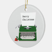 retro typemachine vakantie een kerstontwerp keramisch ornament (Links)