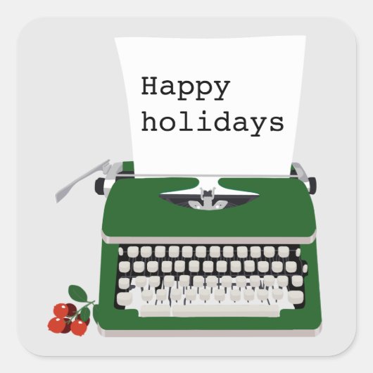  retro typemachine vakantie kerstontwerp vierkante sticker (Voorkant)