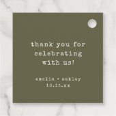 Retro Typewriter Olive Custom Wedding Thank You Bedankjes Labels (Achterkant)