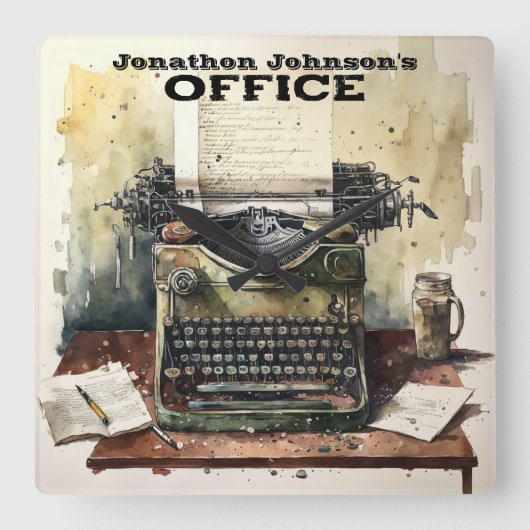 Retro Typewriter wandklok (Voorkant)