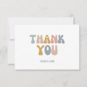 Retro Typografie 1 Foto Modern Weddenschap Bedankt (Voorkant)