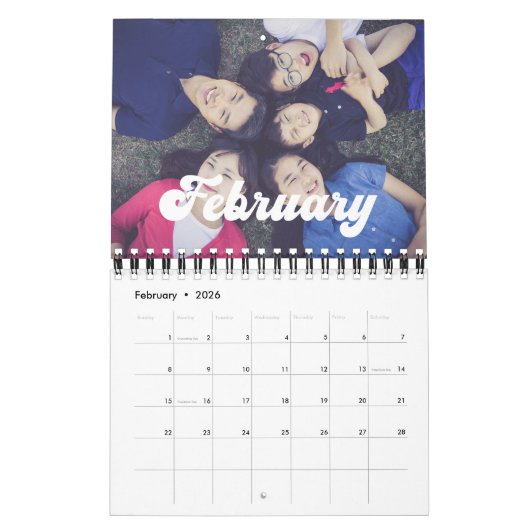 Retro  typografie 2026 foto kalender (Feb 2026)