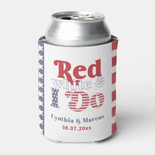 Retro typografie 4 juli huwelijksfeest cadeau blikjeskoeler (Blikje Voorkant)