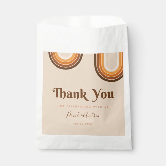 Retro Typografie 70s Regenboog Dank je weddenschap Bedankzakje (Voorkant)