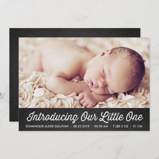 RETRO TYPOGRAFIE | AANKONDIGING VAN DE GEBOORTE CH (Voorkant / Achterkant)