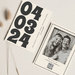 Retro Typografie  B&W Nummer Foto QR Code Save The Date<br><div class="desc">Typografie Eenvoudige Artistieke Foto QR Code</div>