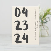 Retro Typografie  B&W Nummer Foto QR Code Save The Date (Staand voorkant)