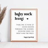 Retro Typografie Baby Sock Hunt Baby shower Teken Poster