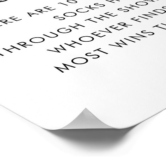 Retro Typografie Baby Sock Hunt Baby shower Teken Poster (Hoek)