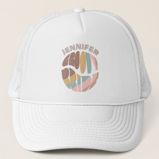 Retro Typografie Bachelorette Groovy Bride Trucker Pet (Voorkant)