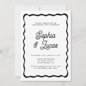 Retro Typografie Black en White Engagement Party Kaart (Voorkant)