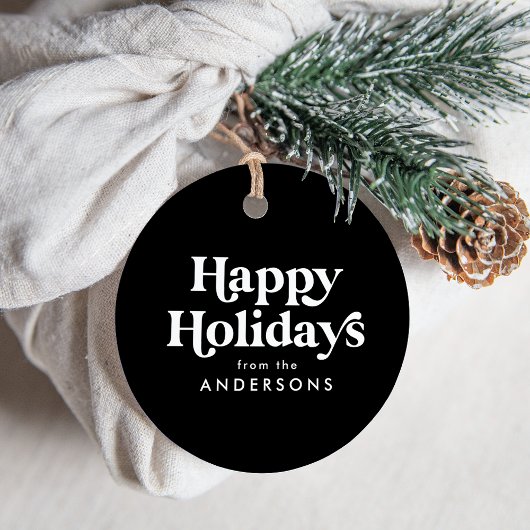 Retro Typografie Black en White Prettige feestdage Bedankjes Labels