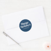 Retro Typografie Blue Prettige feestdagen Ronde Sticker (Envelop)