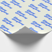 Retro Typografie Bright Blue Happy Cadeaupapier (Hoek)