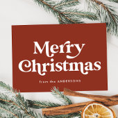 Retro Typografie Brown Merry Kerstmis niet-foto Feestdagenkaart