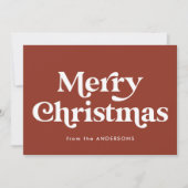 Retro Typografie Brown Merry Kerstmis niet-foto Feestdagenkaart (Voorkant)