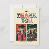 Retro Typografie Colorful Trendy Photo Afstuderen Bedankkaart (Voorkant)