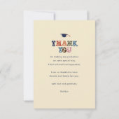 Retro Typografie Colorful Trendy Photo Afstuderen Bedankkaart (Achterkant)