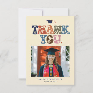 Retro Typografie Colorful Trendy Photo Afstuderen Bedankkaart