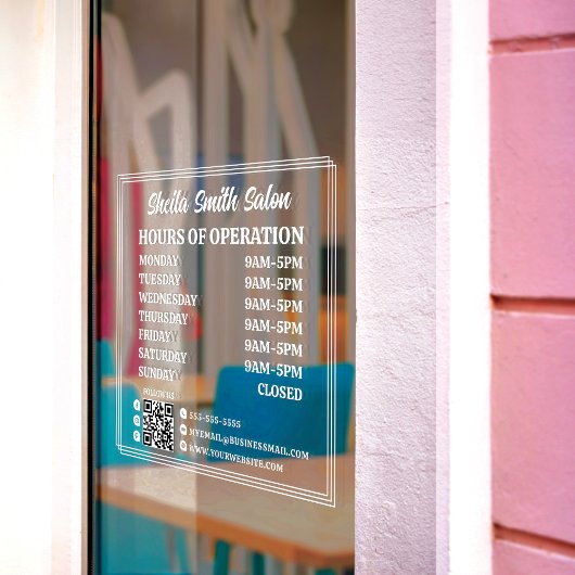 Retro Typografie Cool Bedrijfs Openingstijden Raamsticker