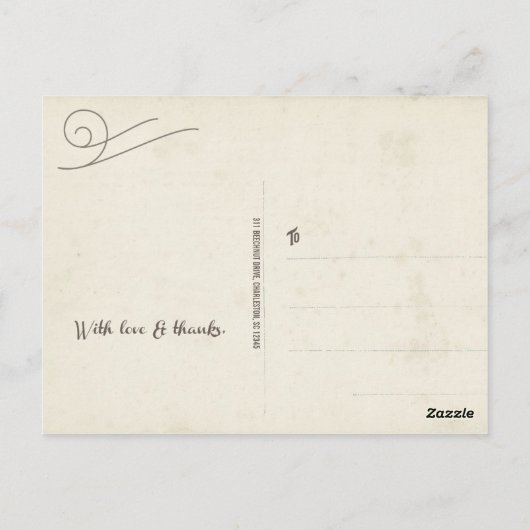 Retro Typografie Dank u bruiloft Briefkaart (Achterkant)