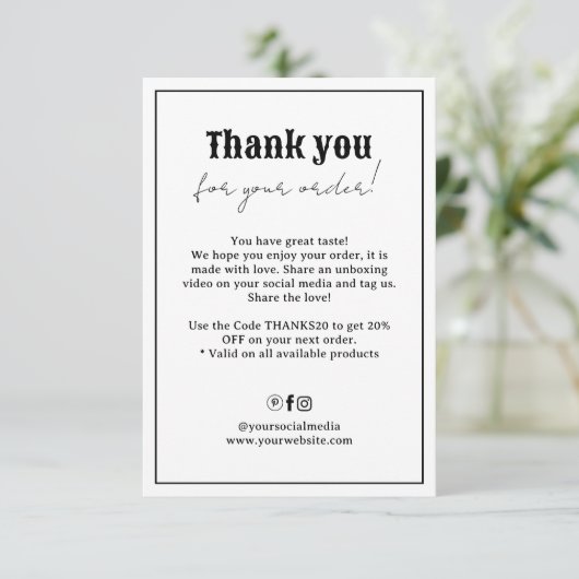 Retro typografie Dank u korting Kaart (Staand voorkant)