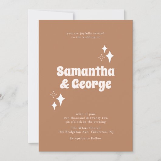 Retro Typografie Earth Tones Modern Wedding Kaart (Voorkant)
