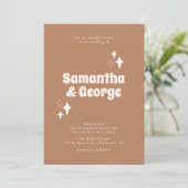 Retro Typografie Earth Tones Modern Wedding Kaart (Staand voorkant)