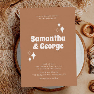 Retro Typografie Earth Tones Modern Wedding Kaart